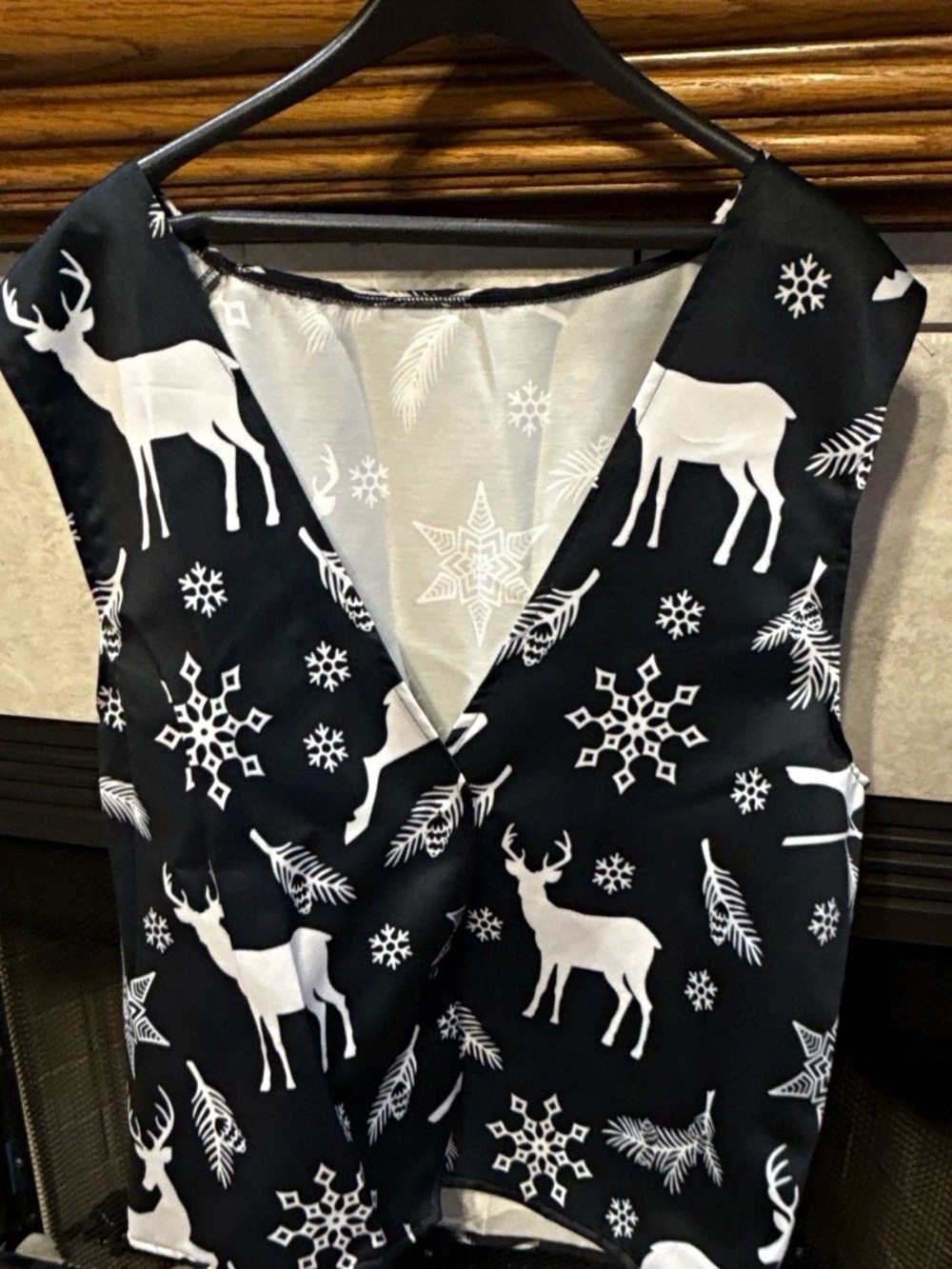 Black Reindeer & Snowflake Holiday Vest